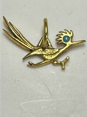 Vintage J. Ritter Southwestern Roadrunner Pendant with Turquoise Eye- 1”